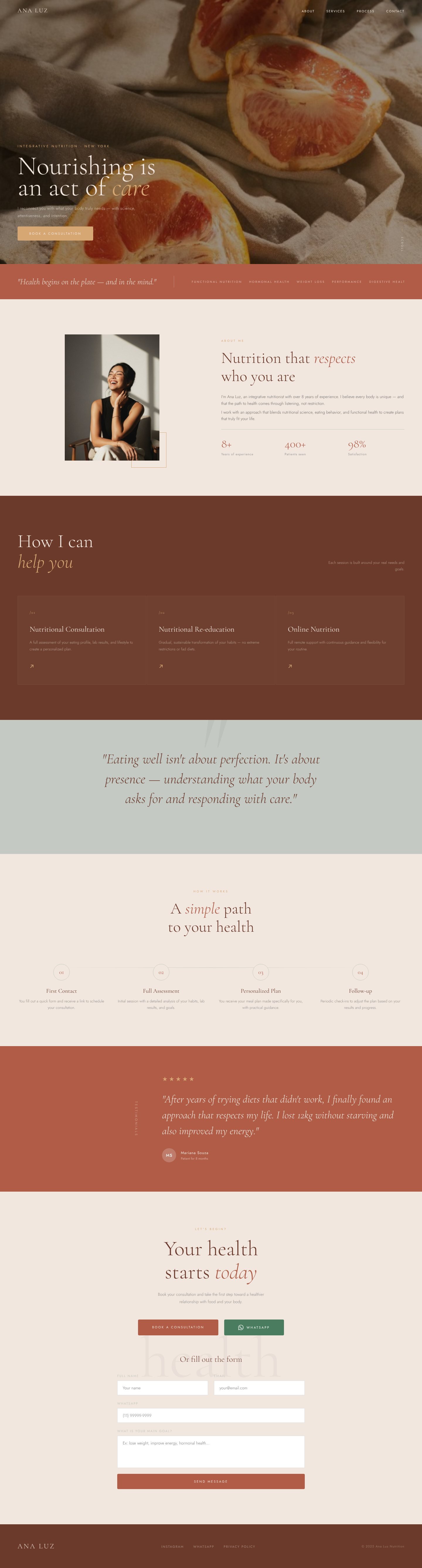 A nutrition website designed by Delas